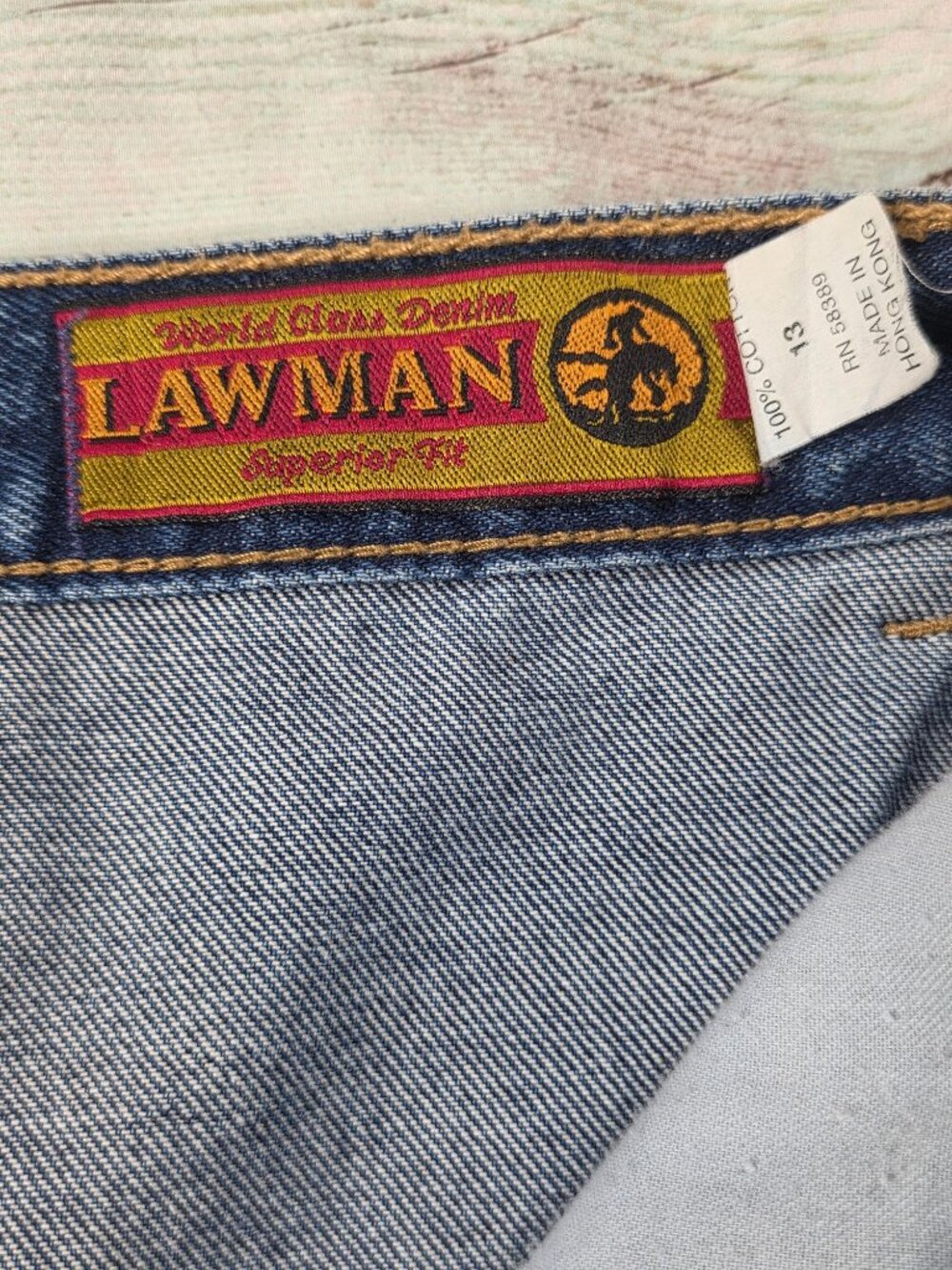 Vintage Lawman Western High-Rise Blue Denim Jeans With Gold Button Accents Size - Picture 7 of 10